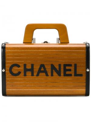 Деревянный чемоданчик для косметики Chanel Vintage. Цвет: коричневый