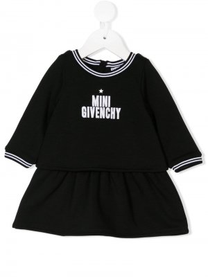 Трикотажное платье с аппликацией логотипа Givenchy Kids. Цвет: черный