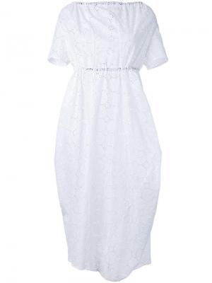 Платье миди с вышивкой макраме Assin. Цвет: белый