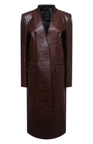 Кожаное пальто Givenchy. Цвет: коричневый