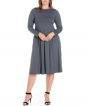 Женское облегающее платье миди больших размеров с расклешенной юбкой 24seven Comfort Apparel, серый Apparel