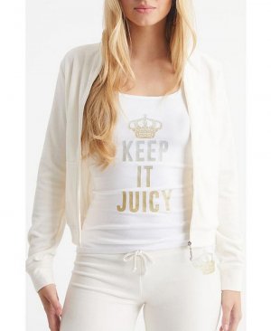 Женская спортивная куртка с воротником-стойкой и рисунком на спине Heritage , белый Juicy Couture