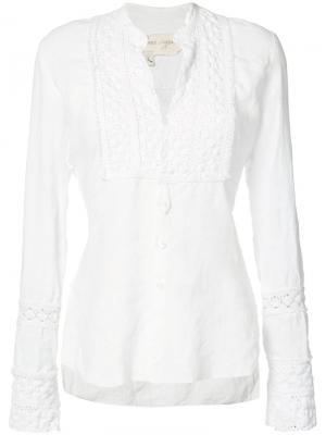 Блузка с кружевными вставками Greg Lauren. Цвет: белый