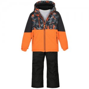 Комплект (куртка, полукомбинезон), , GW22BS935-ORANGE, размер 6, рост 116см GUSTI. Цвет: оранжевый/черный