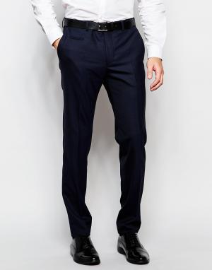 Эксклюзивные полушерстяные зауженные брюки стретч Number Eight Savile Row. Цвет: синий
