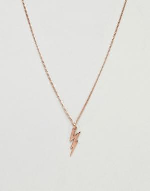 Золотисто-розовое ожерелье с подвеской-молнией Simon Carter. Цвет: золотой
