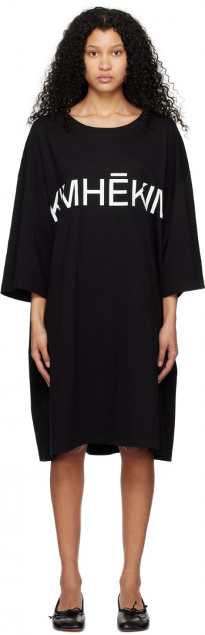 Черное мини-платье с принтом KIMHĒKIM