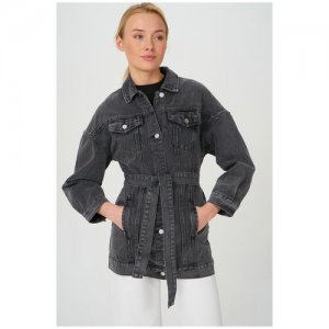 Удлиненная джинсовая куртка с поясом T4F W2800.55 Серый 48 Tom Farr. Цвет: серый