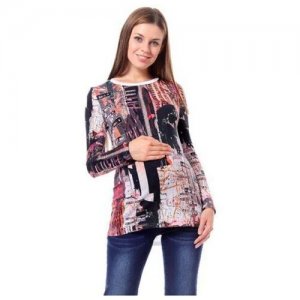 Блуза прямая абстракция удлиненная, Mammy Size 31105024 (42-50) (Коричневый; Размер 46) MammySize. Цвет: коричневый