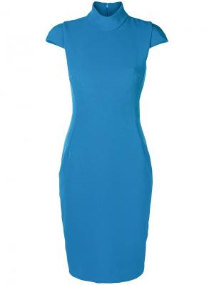 Приталенное платье с короткими рукавами Versace Collection. Цвет: синий