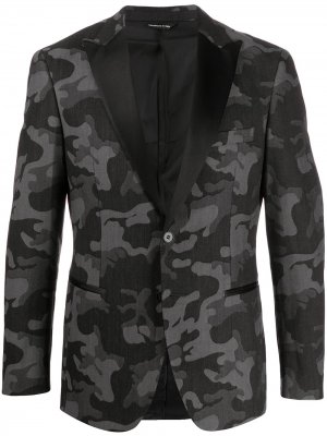 Пиджак-смокинг с камуфляжным принтом Tonello. Цвет: серый