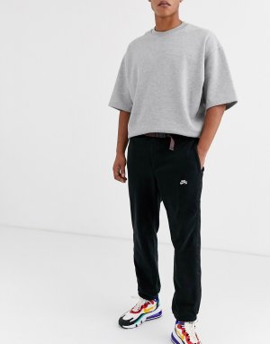 Черные флисовые джоггеры с полосками по бокам и ремнем пряжкой-клипсой -Черный Nike SB