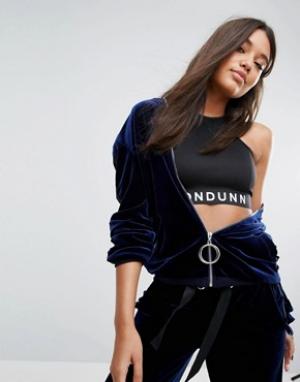 Велюровый бомбер Londunn Missguided. Цвет: темно-синий