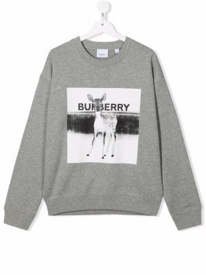 Montage-print cotton sweatshirt Burberry Kids. Цвет: серый