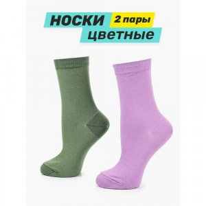 Носки , 2 пары, размер 40-44, хаки, фиолетовый Big Bang Socks. Цвет: фиолетовый/хаки