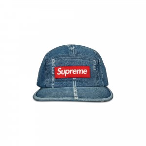 Жаккардовая джинсовая кепка в полоску с логотипом, цвет Синий Supreme