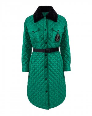 Стеганое пальто ERMANNO FIRENZE. Цвет: зеленый+черный