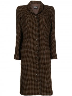 Твидовое пальто 1990-х годов Chanel Pre-Owned. Цвет: коричневый