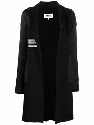 Пальто миди с нашивкой-логотипом MM6 Maison Margiela. Цвет: черный