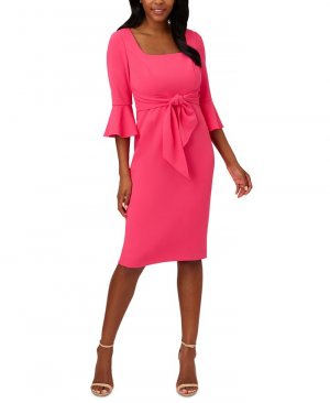 Женское платье миди с завязками спереди и рукавами-клешами , розовый Adrianna Papell