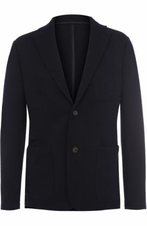 Однобортный хлопковый пиджак Bogner. Цвет: темно-синий
