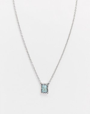 Серебристое ожерелье с композитной подвеской из бирюзы -Серебряный Classics 77