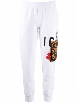 Спортивные брюки с леопардовым принтом Dsquared2. Цвет: белый