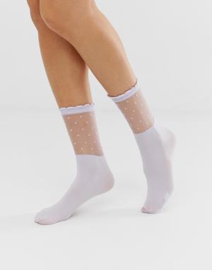 Фиолетовые короткие носки в горошек с оборками -Фиолетовый Jonathan Aston