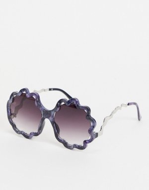 Женские круглые солнцезащитные очки в волнистой фиолетовой черепаховой оправе -Фиолетовый цвет Jeepers Peepers