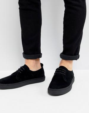 Черные замшевые туфли Linden Fred Perry. Цвет: черный