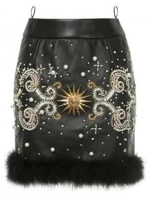Декорированная юбка миди Fausto Puglisi. Цвет: чёрный