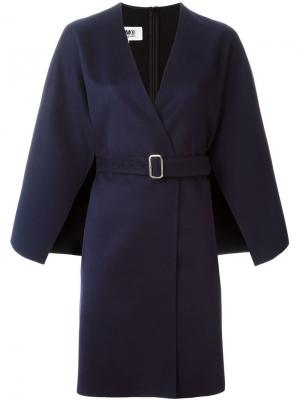 Пальто-накидка с поясом Agnona. Цвет: синий
