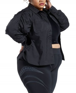 Рубашка active с рюшами и рукавами большого размера из коллаборации cardi b , черный Reebok