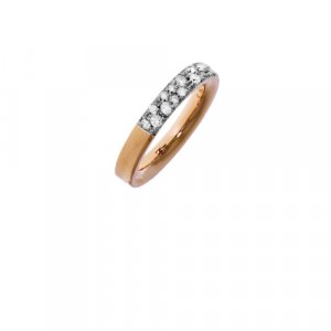 Кольцо , комбинированное, красное золото, 750 проба, бриллиант, размер 16.6, золотой Fani. Цвет: золотистый