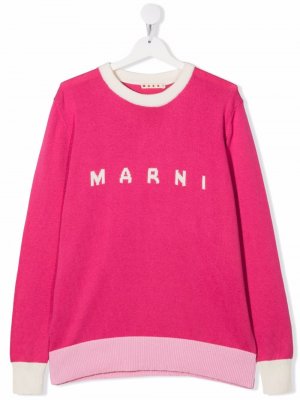 TEEN logo-intarsia cotton jumper Marni Kids. Цвет: розовый
