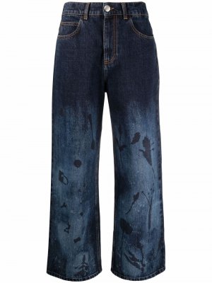Укороченные джинсы с цветочным принтом Marni. Цвет: синий