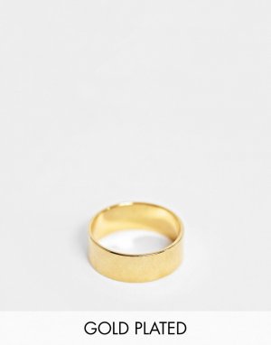 Широкое кольцо с позолотой 14 карат -Золотистый ASOS DESIGN