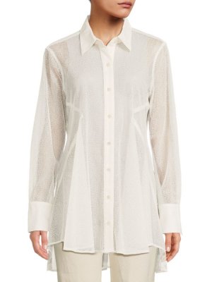 Фирменная кружевная рубашка , слоновая кость Donna Karan