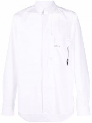 Рубашка с длинными рукавами и накладным карманом Les Hommes. Цвет: белый