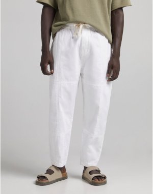 Белые фактурные oversized-брюки -Белый Bershka