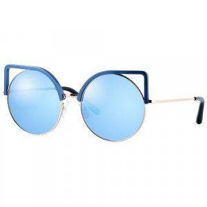 Солнцезащитные очки , круглые, оправа: металл, для женщин, золотой Matthew Williamson. Цвет: голубой