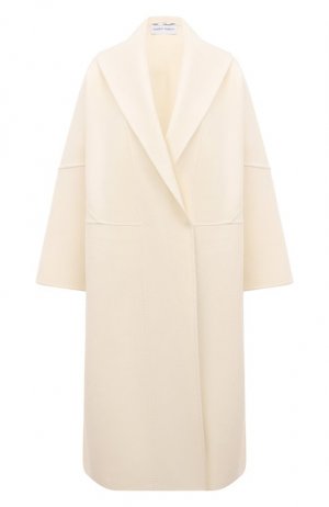 Шерстяное пальто Alberta Ferretti. Цвет: кремовый