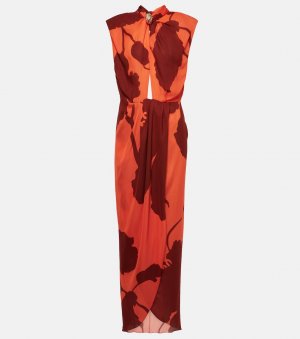 Платье макси из шелка с вырезами и цветочным принтом , мультиколор Johanna Ortiz