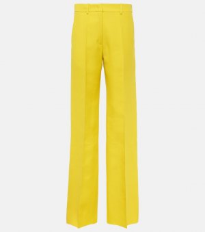 Прямые брюки из креп-кутюр с высокой посадкой, желтый Valentino