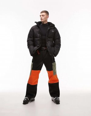Черная лыжная куртка-пуховик Sno Topman. Цвет: черный