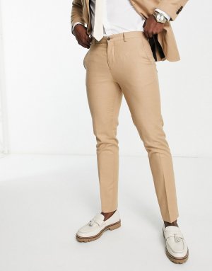 Супертонкие костюмные брюки песочного цвета Premium Jack & Jones