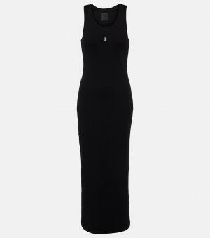 Платье макси из хлопкового джерси в рубчик , черный Givenchy
