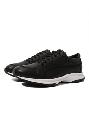 Кожаные кроссовки Giorgio Armani. Цвет: чёрный