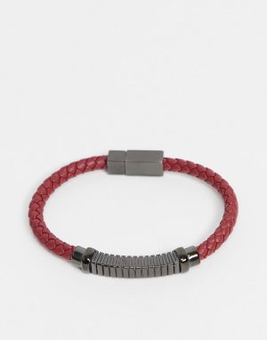 Плетеный кожаный браслет -Красный Ben Sherman