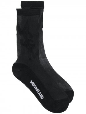 Шифоновые носки с жаккардовым логотипом MSGM. Цвет: черный